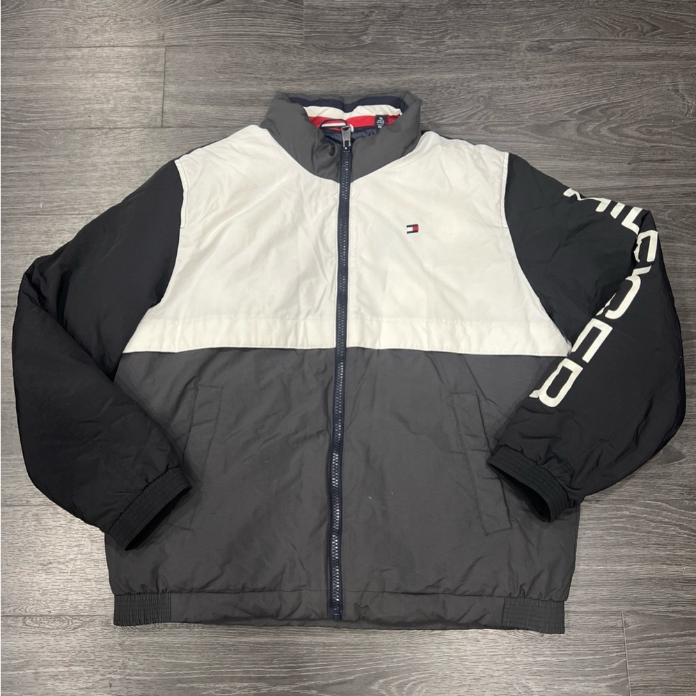 Tommy Hilfiger Men's Taslan Retro Puffer Puffy Jacket Colorblock Gray XL